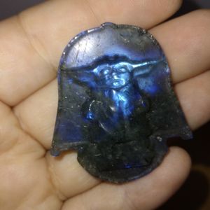 Star wars Yoda labradorite crystal carving